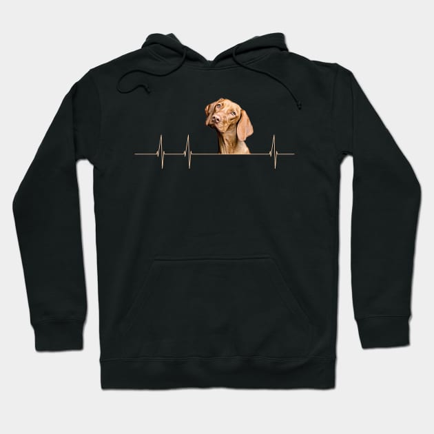 Funny Dog Heartbeat for Viszla Dog Lovers Hoodie by Fusti